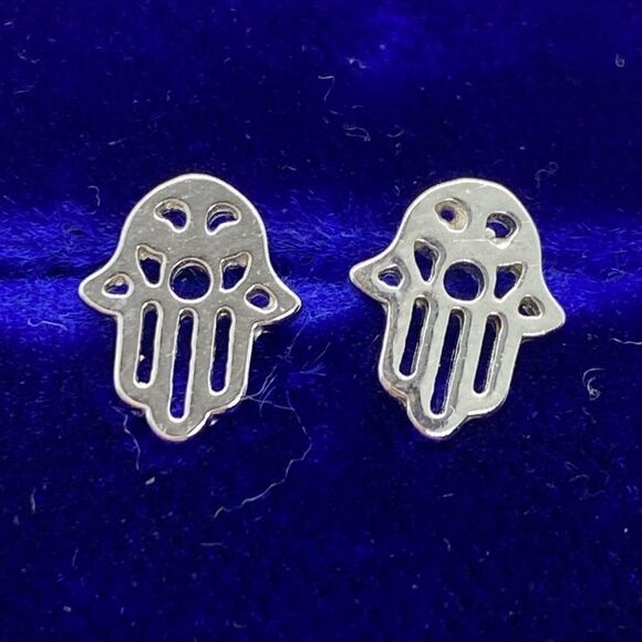 💛 925 Hamsa Hand Earrings - Picture 2 of 2